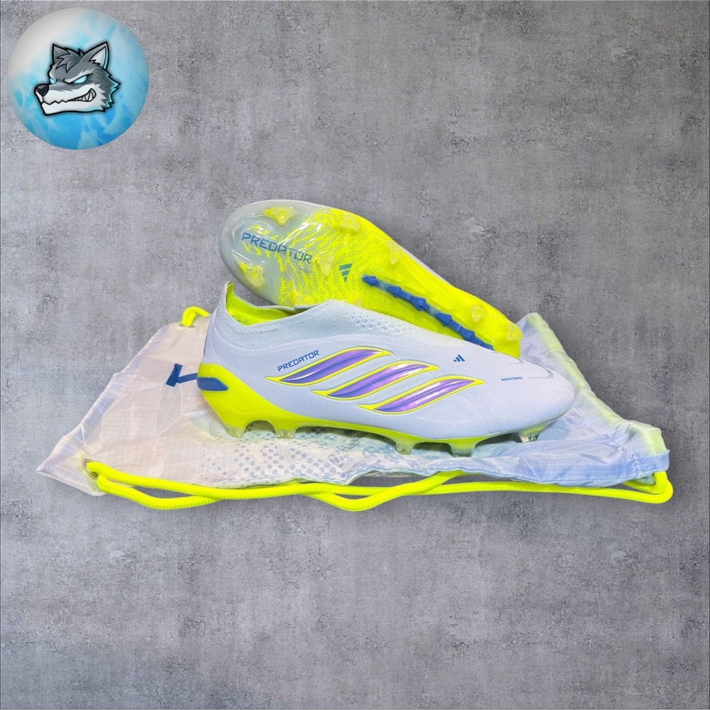 adidas Predator Elite Laceless FG Soccer Cleats Blue Yellow Men's 9.5 JS0410